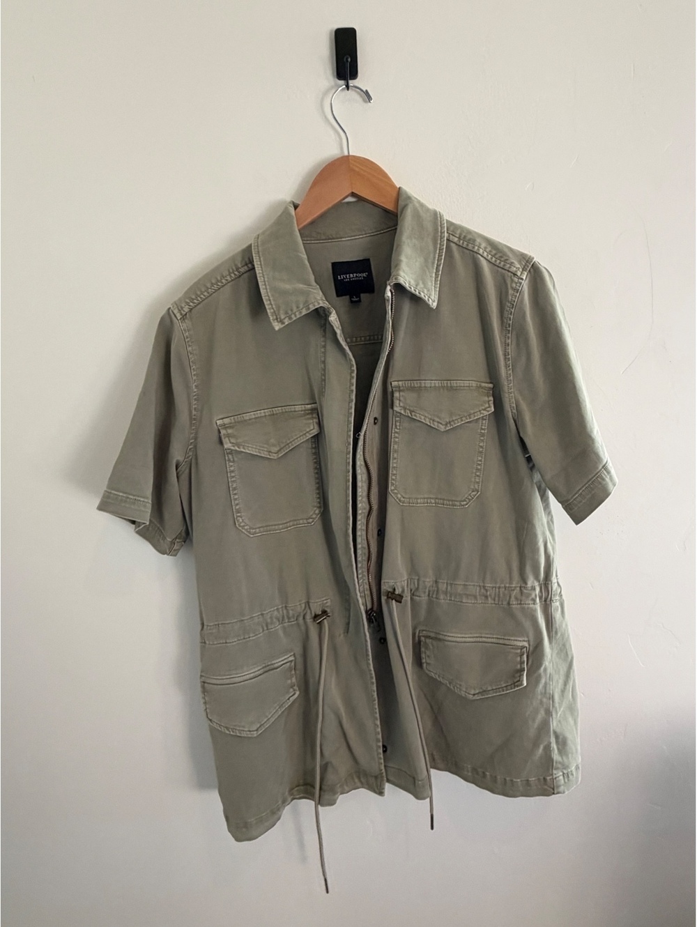 Liverpool Los Angeles Olive Green Utility Jacket Women’s Large Short Sleeve